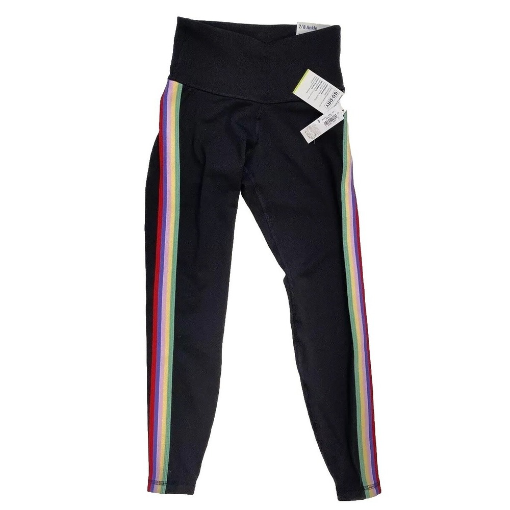 NWT Old Navy 7/8 Ankle High Rise Leggings Black Rainbow Stripes /‎ Women's  XS
